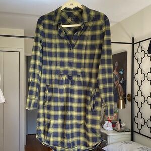Banana Republic Navy and Yellow Checkered Tunic